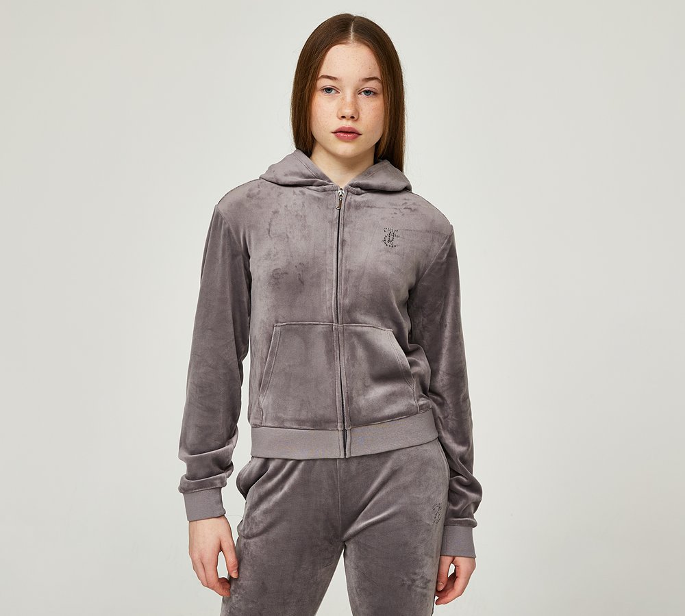 Juicy couture diamante velour full zip hoodie online