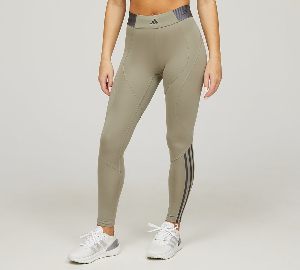 adidas Womens Hyperglam Full Length Legging Silver Pebble Grey Six Footasylum