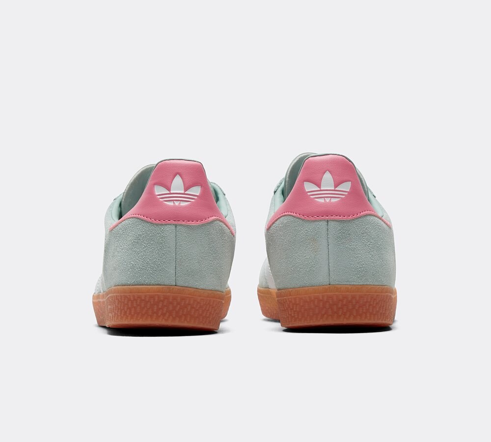 adidas Originals Junior Gazelle Trainer Hazy Green Footwear White Bliss Pink Footasylum