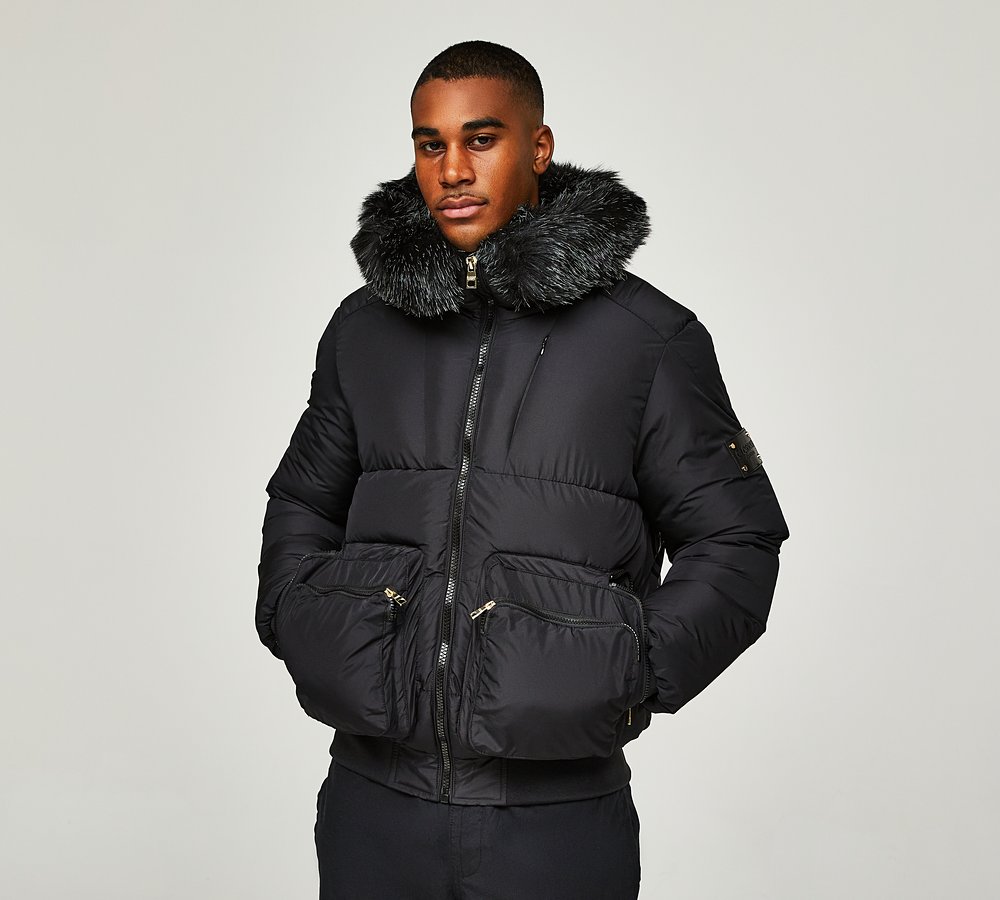 Glorious Gangsta Romarez Hooded Puffer Jacket Blakc Footasylum