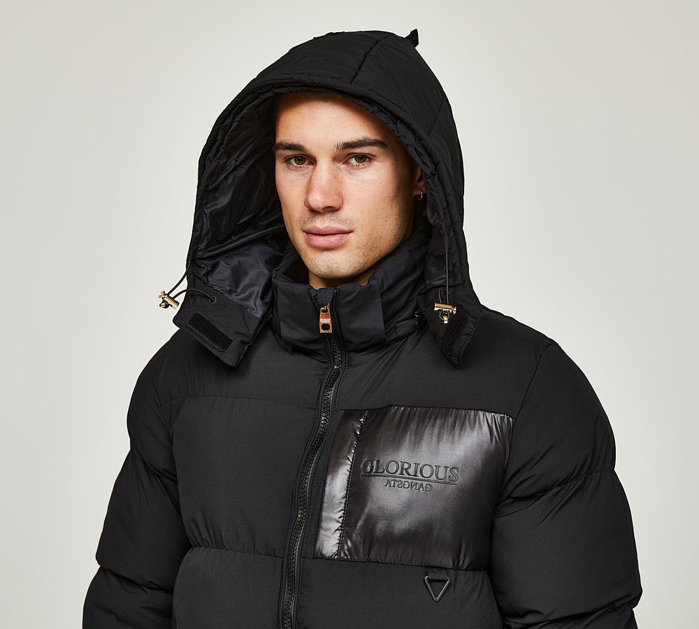 Glorious Gangsta Serpenti Short Puffer Jacket Black Footasylum