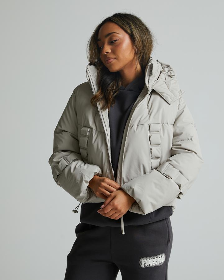 fort collins grey cropped puffer jacket