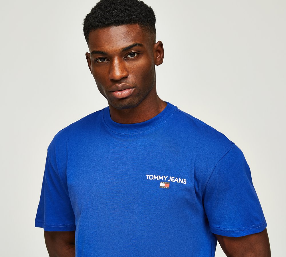 Tommy Jeans Linear Logo T-Shirt | Bright Blue | Footasylum