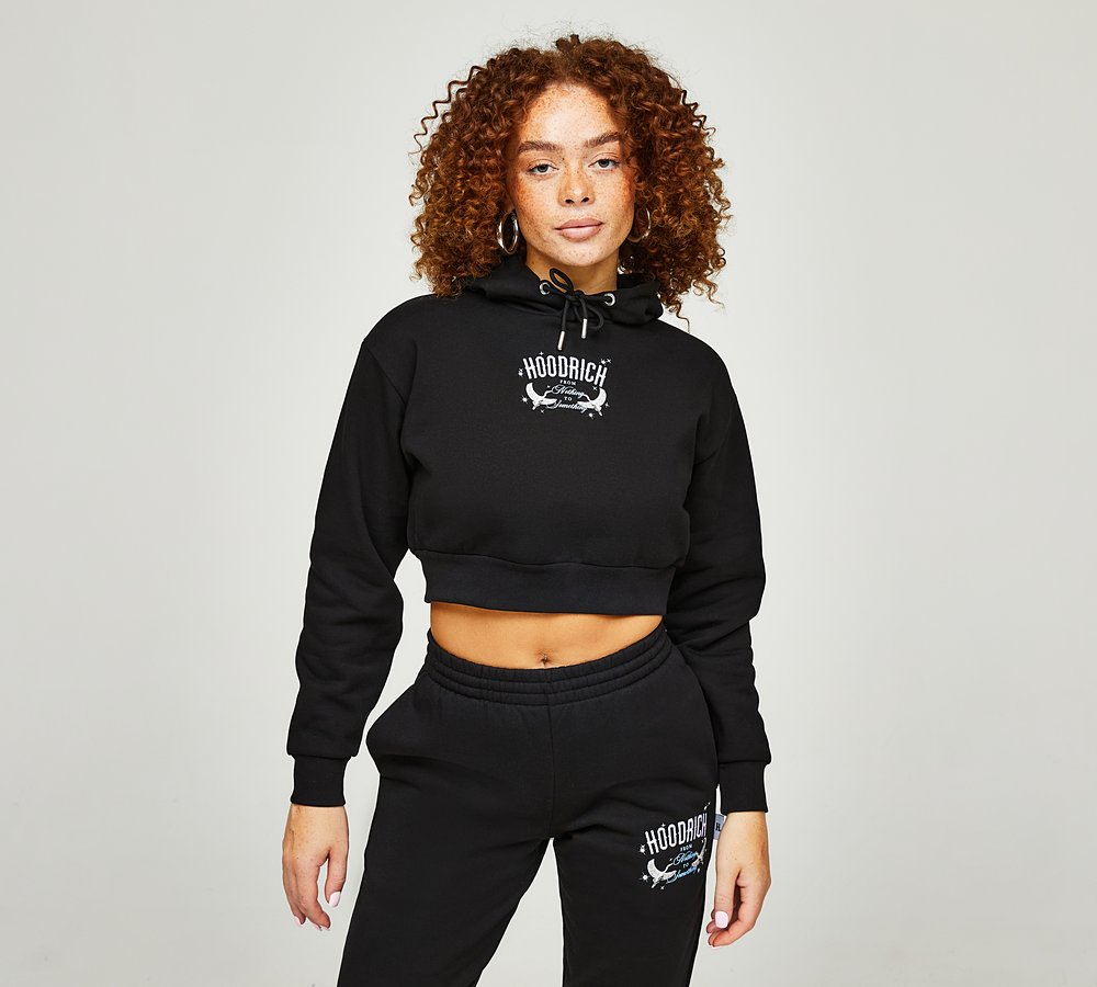 Hoodrich Womens Shadow Crop Hoodie Black Clear Sky Footasylum