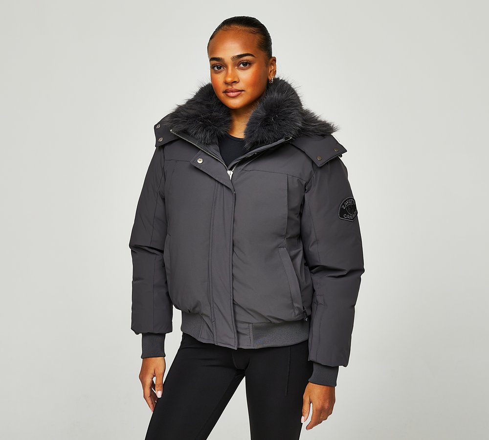 Zavetti Canada Womens Gabellia Platinum Hooded Bomber Jacket