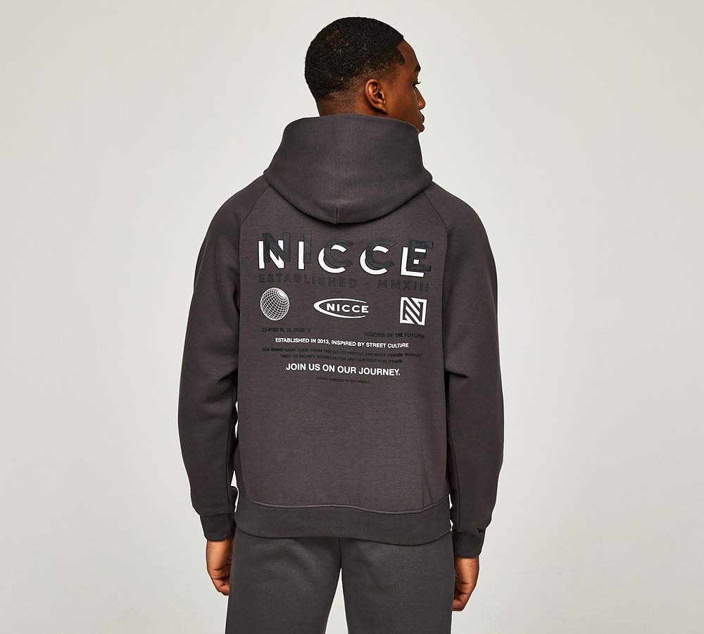 Nicce Multi Logo Hoodie Coal Footasylum