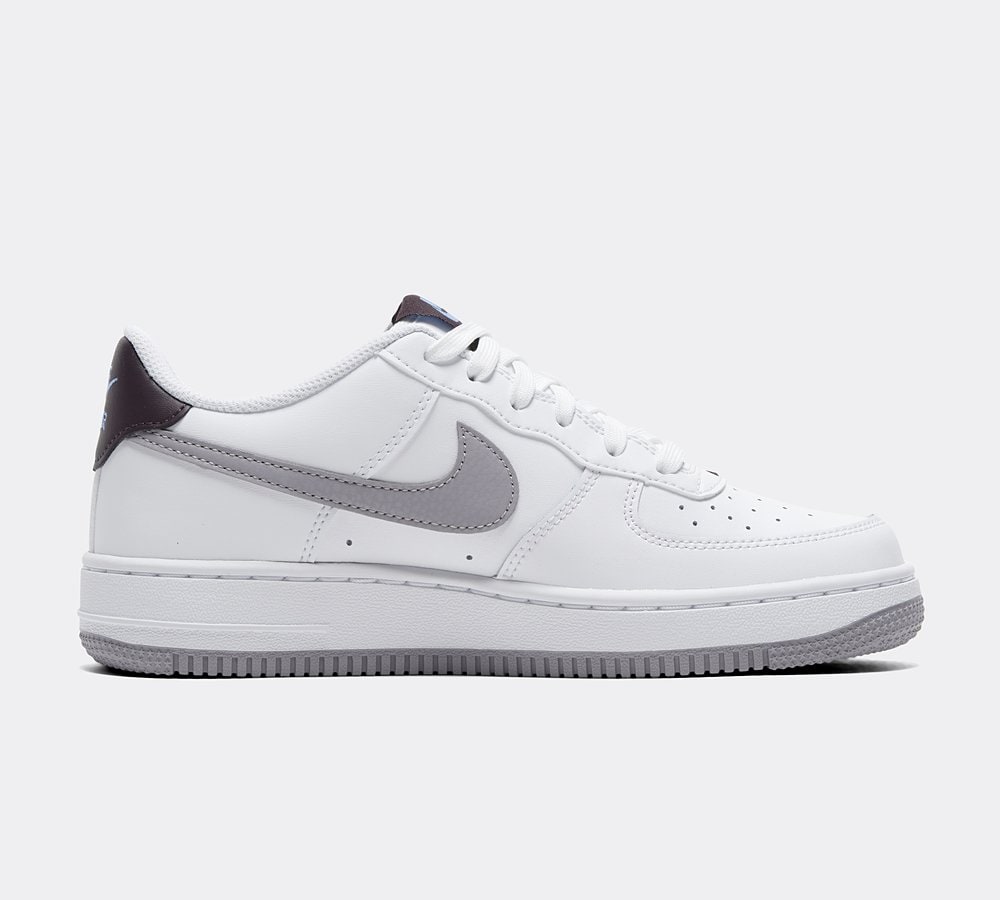 Nike Junior Air Force 1 Low Trainer White Cement Grey Burgundy Ash Footasylum