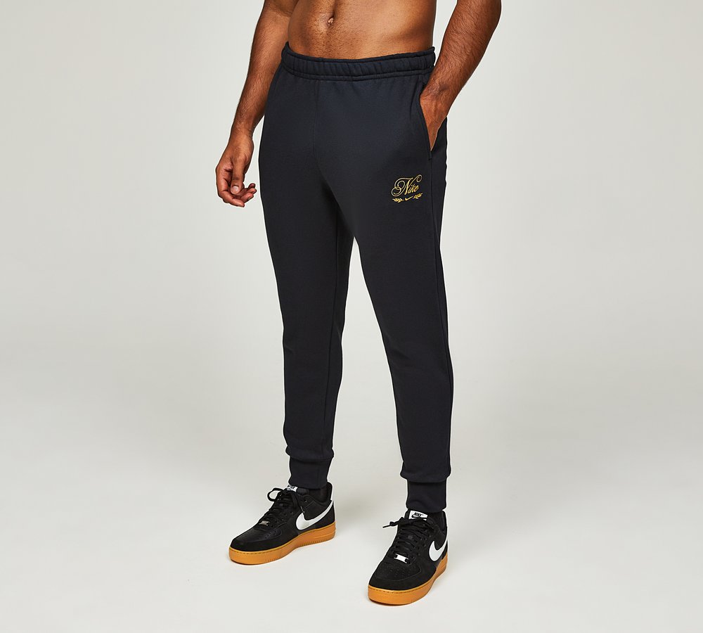 nike black gold joggers