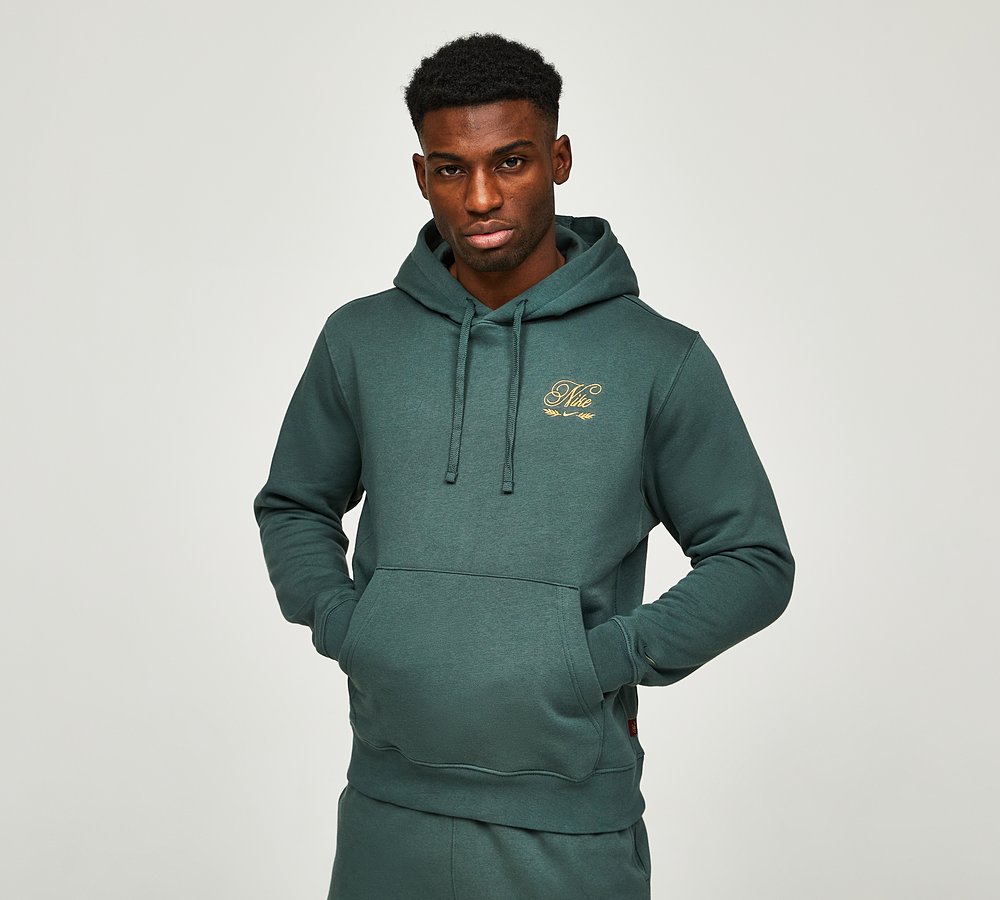 Nike Script LBR Overhead Hoodie Vintage Green Footasylum