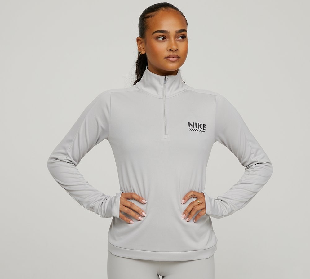 Nike Womens Dri FIT Pacer Quarter Zip T Shirt Light Iron Ore Footasylum