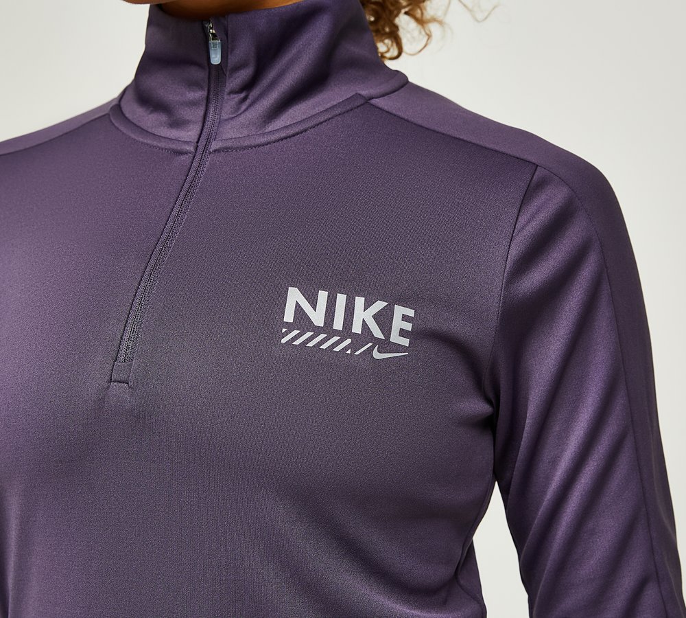 Nike Womens Dri-FIT Pacer Quarter Zip T-Shirt Dark Raisin