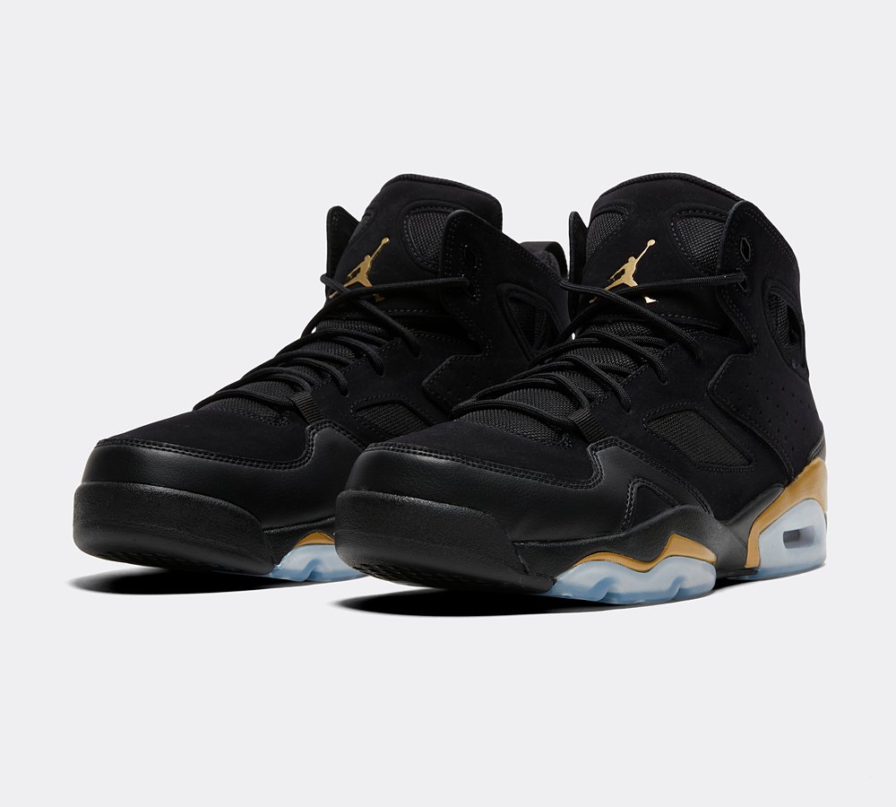 Jordan Flight Club 91 Trainer Black Metallic Gold Footasylum
