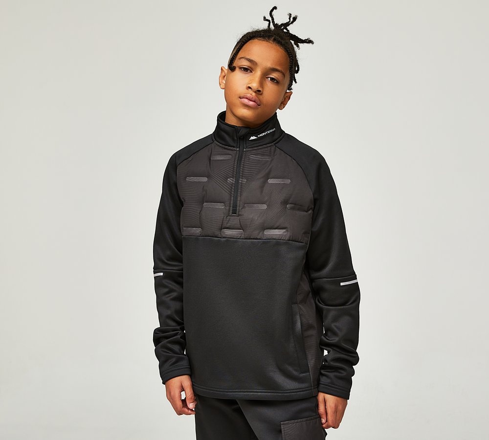 Monterrain Junior Fusion Baffle Quarter Zip Top Black, Kids size: M/B, FootAsylum