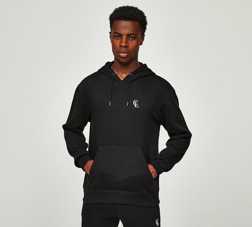 Closure London 2 Pack Logo Hoodies Black Grey Marl Footasylum