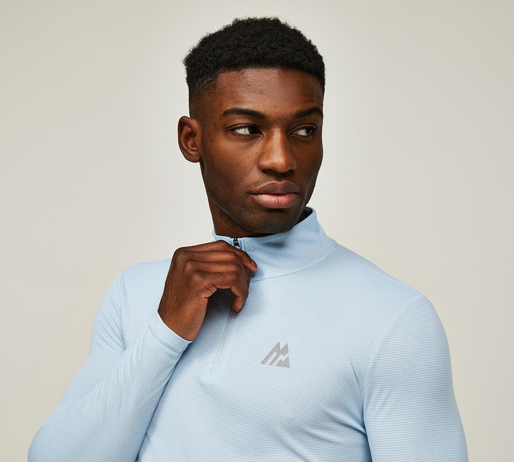 Montirex Peak Gridded Quarter Zip Top | Summer Mist | Footasylum