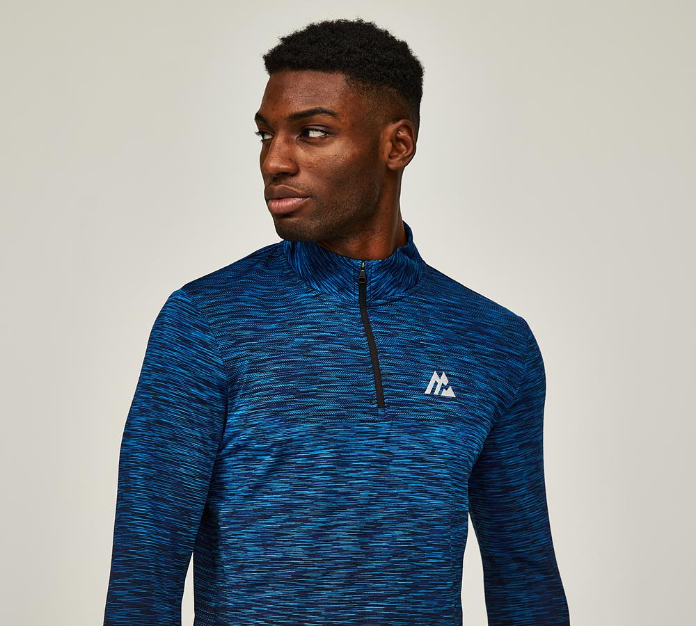 Montirex Trail Seamless Quarter Zip Top | Black / Marine / Neon