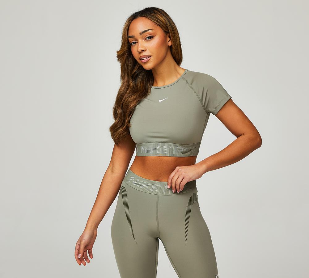 Nike Womens Dri-Fit Cropped Top Green, Women's size: L, FootAsylum