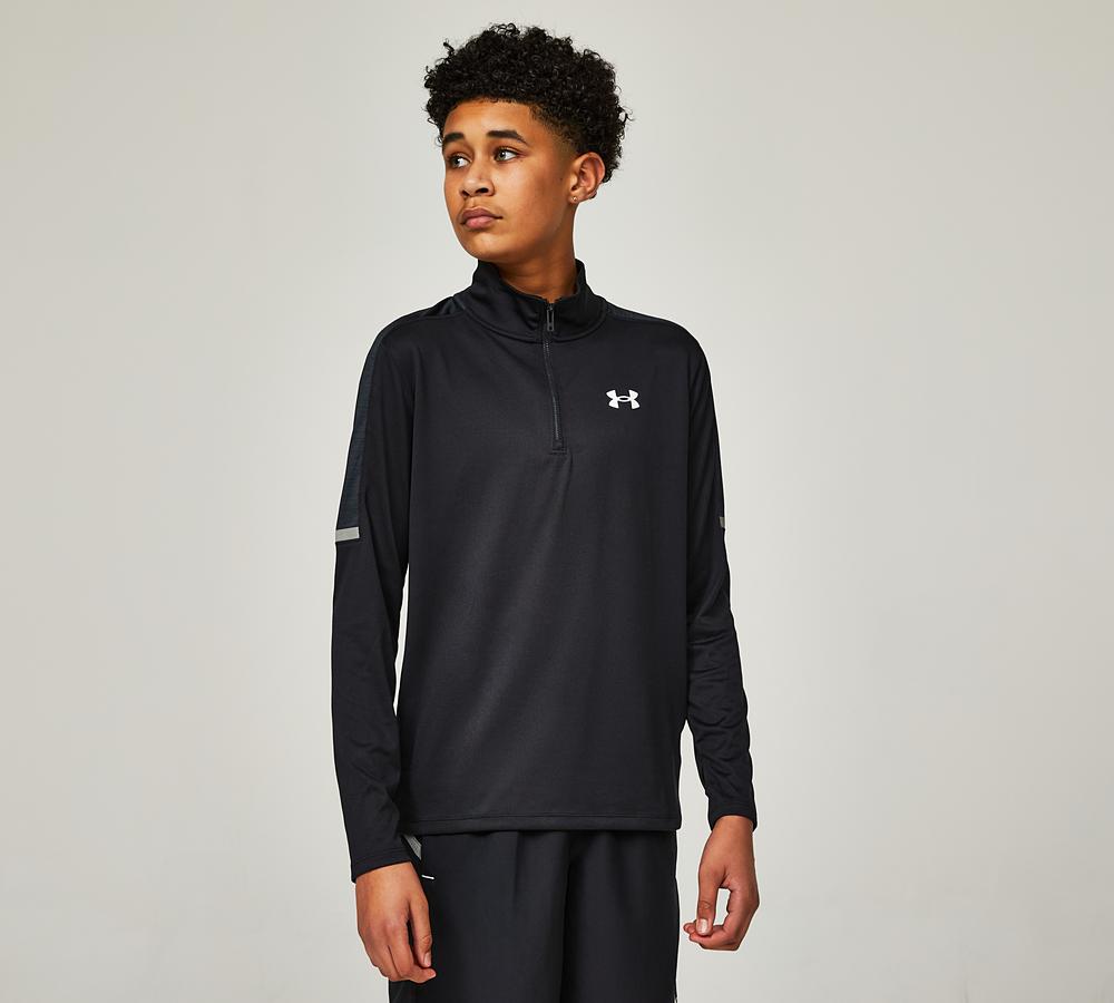 Under Armour Junior Tech Utility Quarter Zip T-Shirt | Black