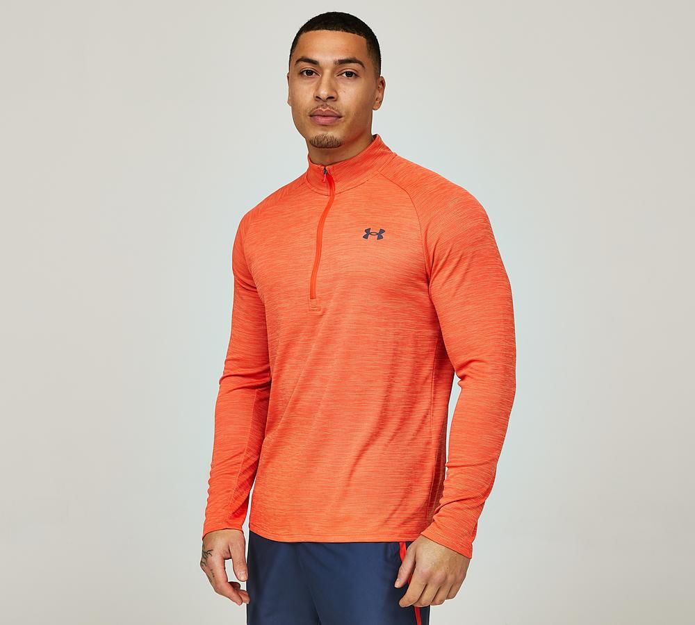 Under Armour Men's Orange Ua Tech Textured Half Zip Top - Small