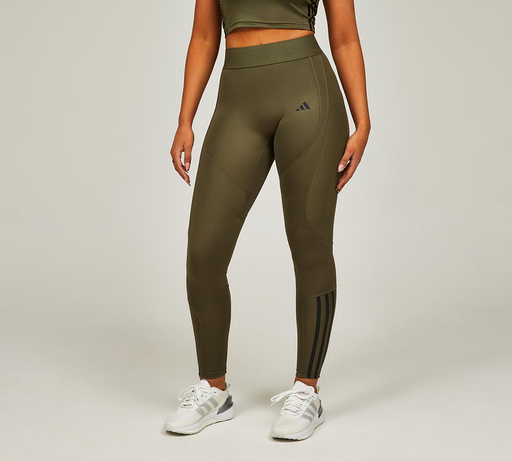 adidas Womens Hyperglam Legging Olive Strata Footasylum