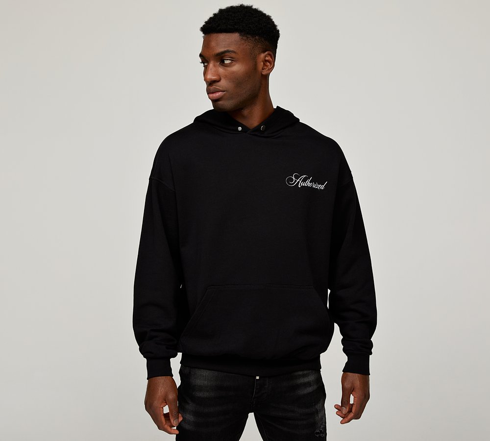 Authorized Signature Collection Overhead Hoodie Jet Black Optic White Footasylum