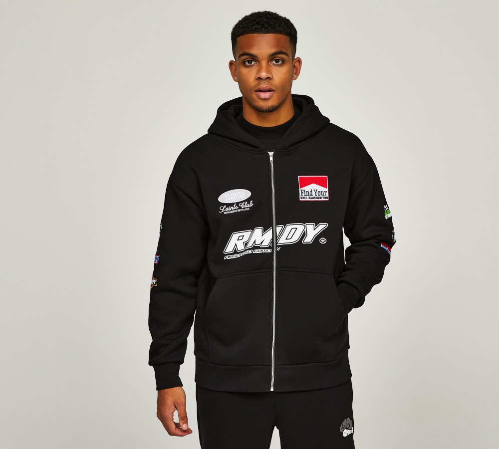 RMDY Sports Graphic Full Zip Hoodie Black Footasylum