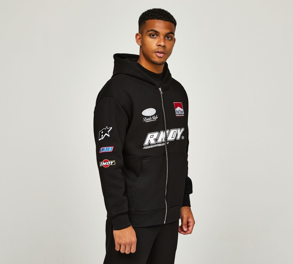 RMDY Sports Graphic Full Zip Hoodie Black Footasylum