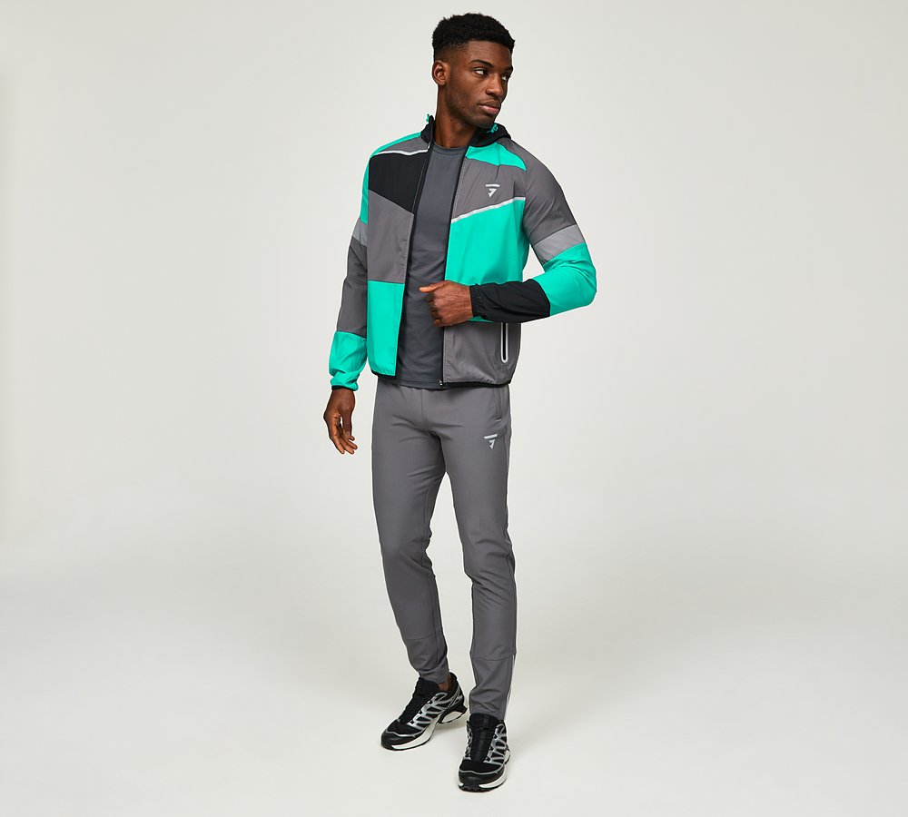Griid Panel Jacket Black Onyx Mint Footasylum