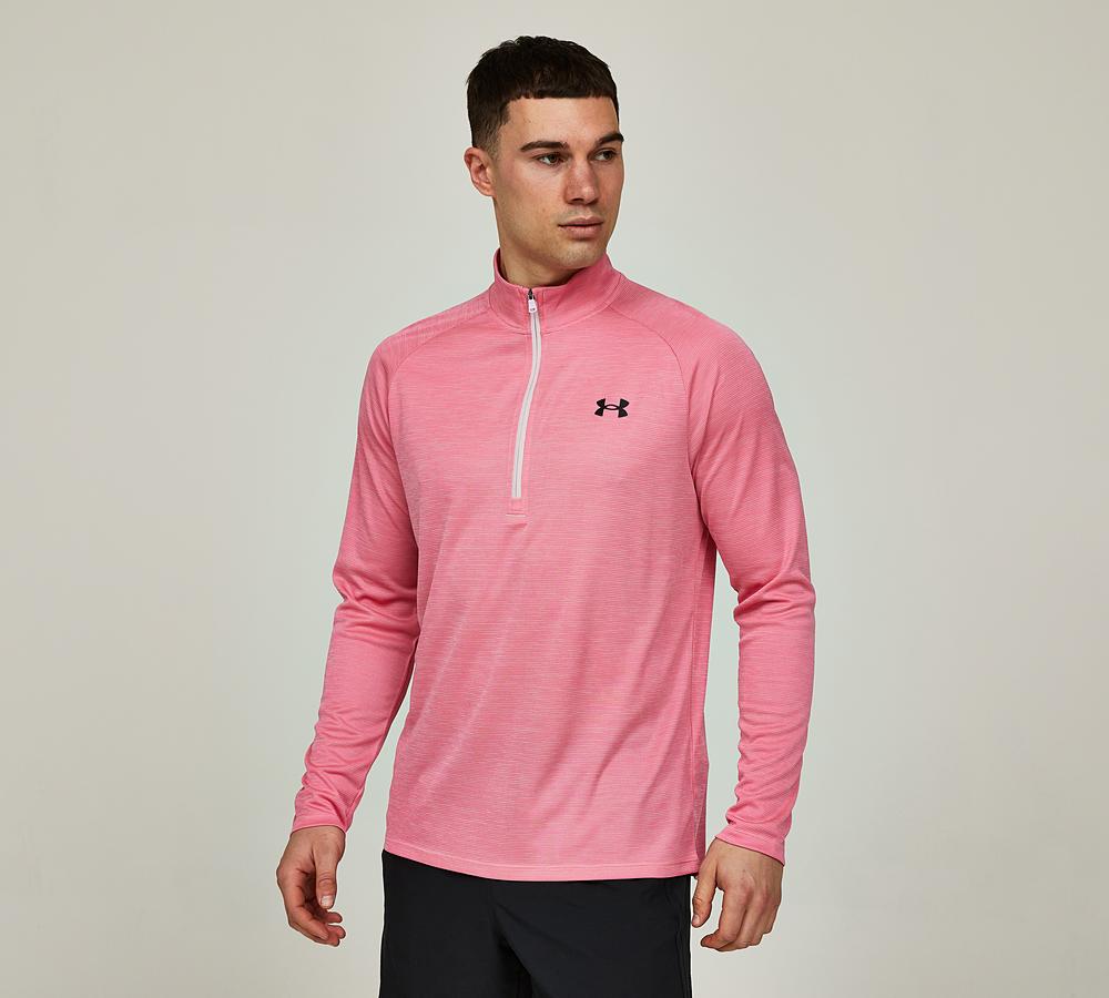 Under Armour Men's Pink Ua Tech Textured Half Zip Top - Medium