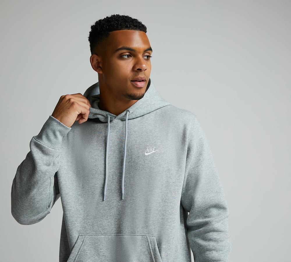 Nike Club Overhead Hoodie Dark Grey Heather Footasylum