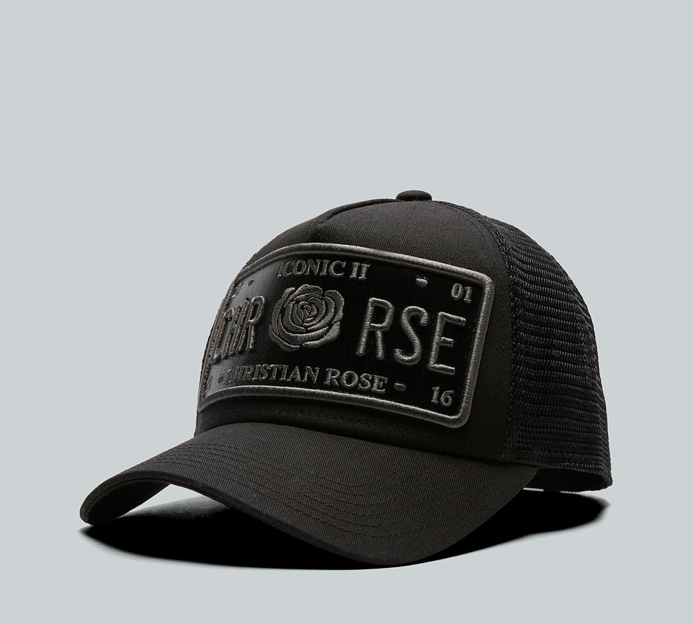 Christian Rose Vinyl Trucker Cap Black, Men's size: ONE SIZE, FootAsylum