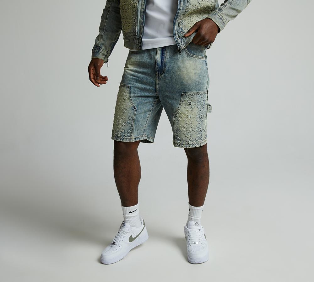 Dripmade Monogram Carpenter Denim Short Blue, Men's size: 30, FootAsylum