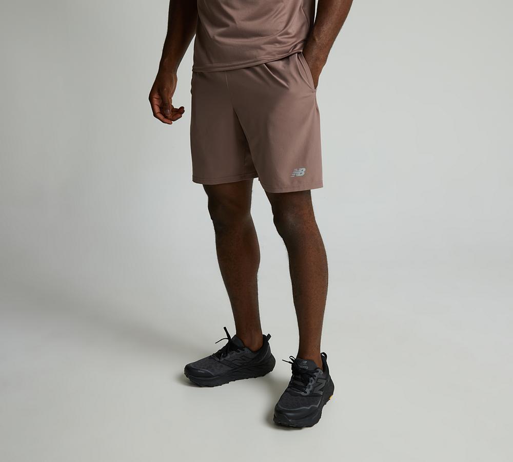 New Balance Run 7 Inch Short Brown, Men's size: S, FootAsylum