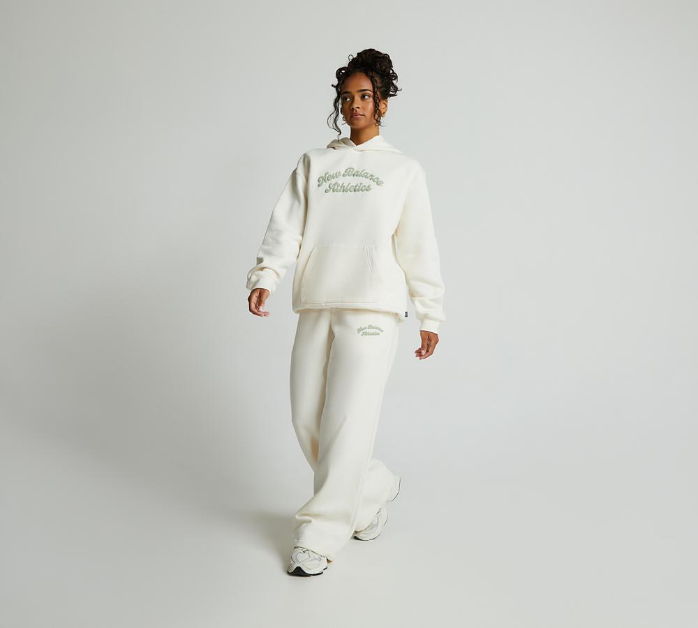 New Balance Womens Linear Heritage Open Hem Fleece Pant Beige, Women's size: XL, FootAsylum