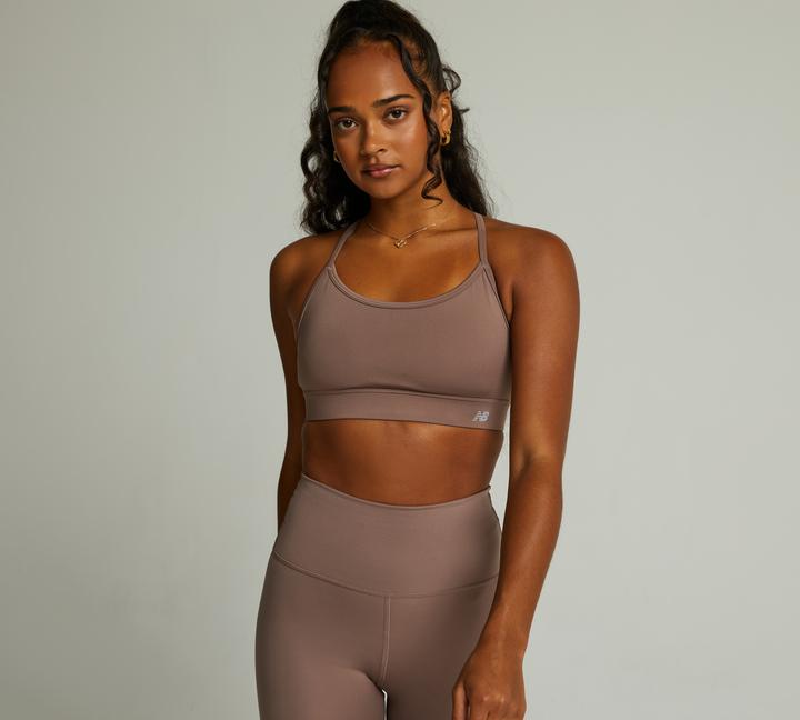 New Balance Womens Essential Yoga Bra Top Brown, Women's size: XS, FootAsylum
