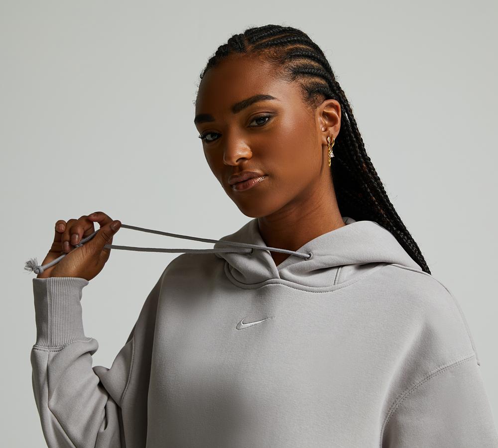 nike women's fleece hooded top oatmeal