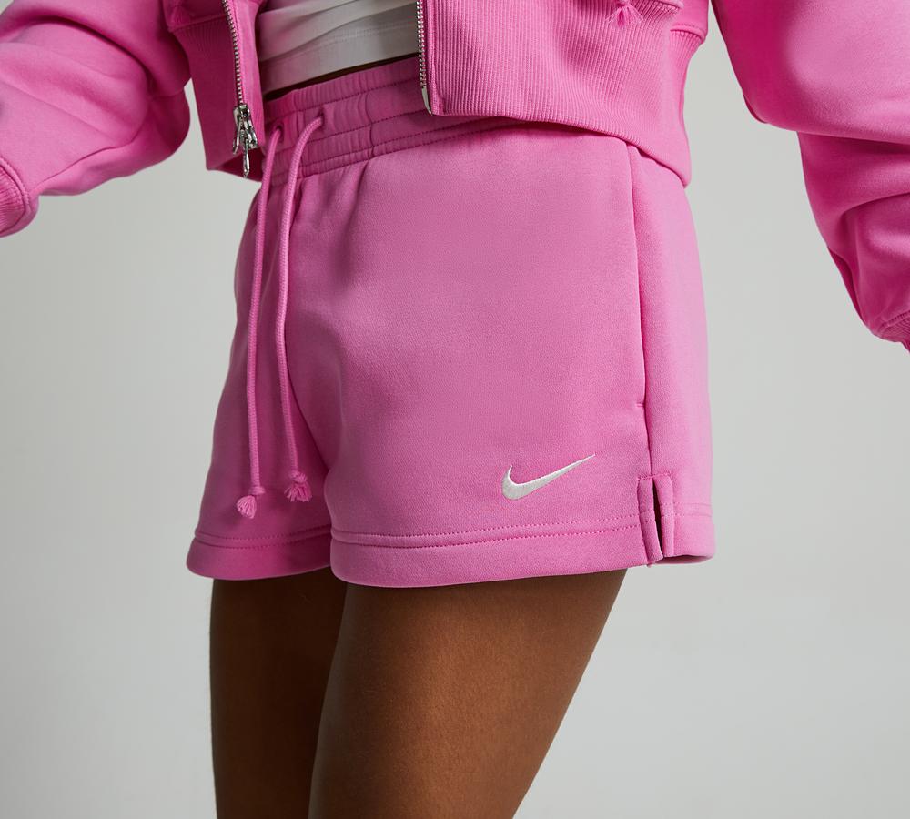 pink nike shorts fleece