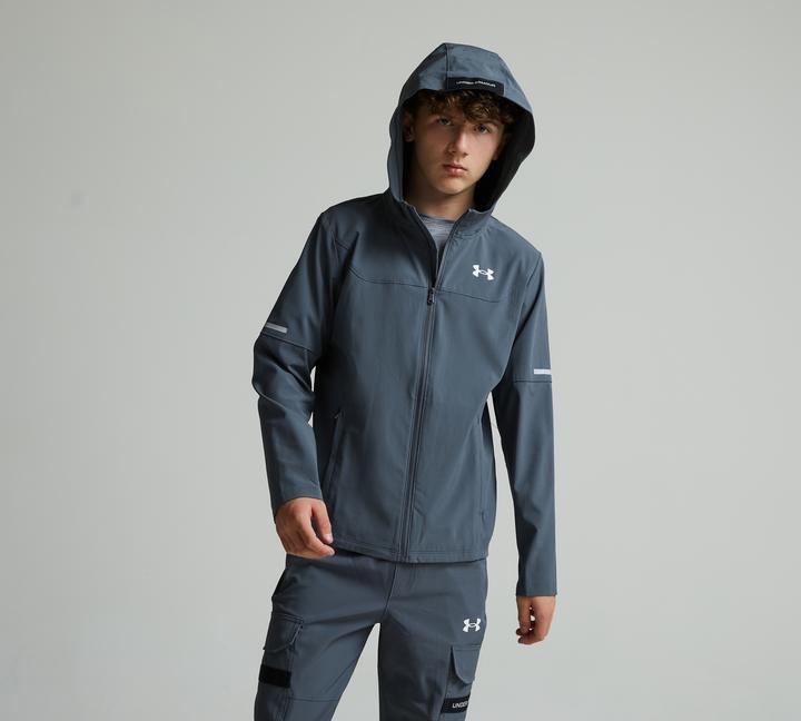Under Armour Unisex Kids Grey Junior Tech Utility Woven Hoodie - S/B