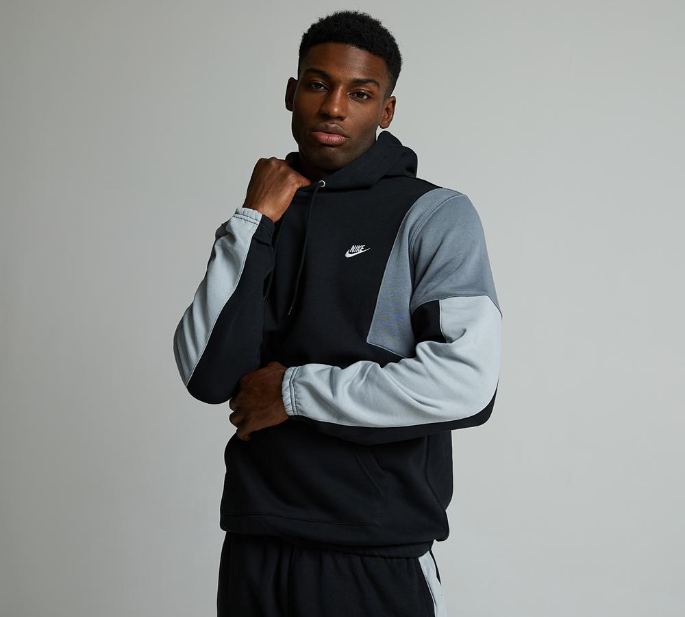 Nike Club Fleece Hooded GX Tracksuit Black Light Smoke Grey