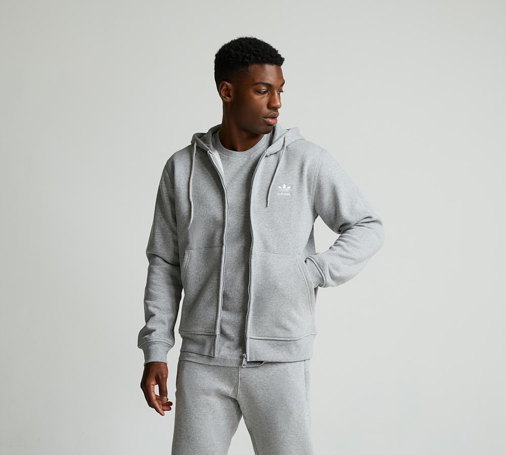 adidas Originals Trefoil Essentials Full Zip Hoodie Medium Grey
