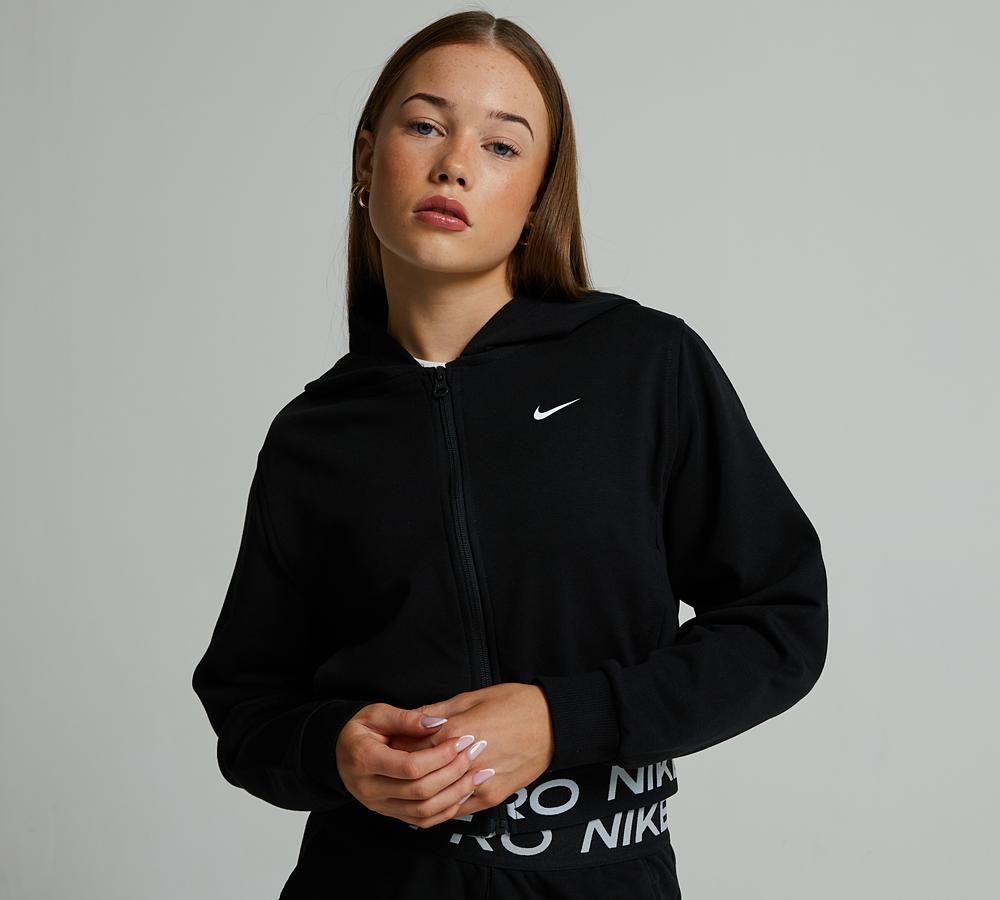 Nike Girls Pro Fleece Hoodie Black White Footasylum