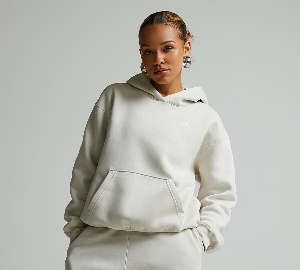 Jordan Womens Brooklyn Fleece Hoodie Light Orewood Brown White