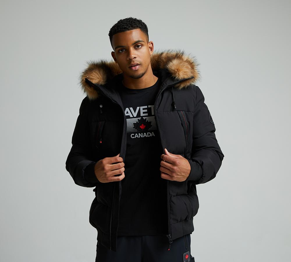 Zavetti Canada Navax Hooded Bomber Jacket | Jet Black | Footasylum