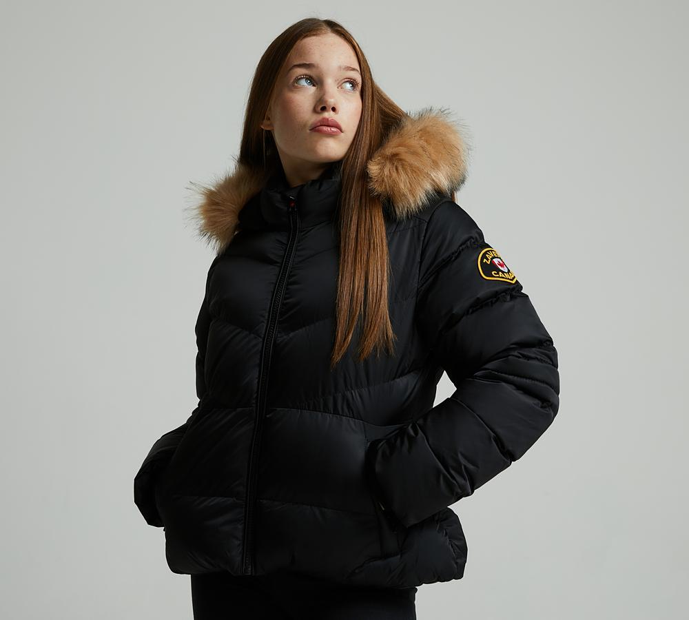 Zavetti Canada Girls Allessia Short Puffer Jacket Jet Black