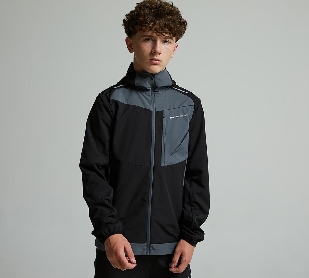 Monterrain Junior Deflect 2.0 Woven Running Jacket Black, Kids size: XL/B, FootAsylum