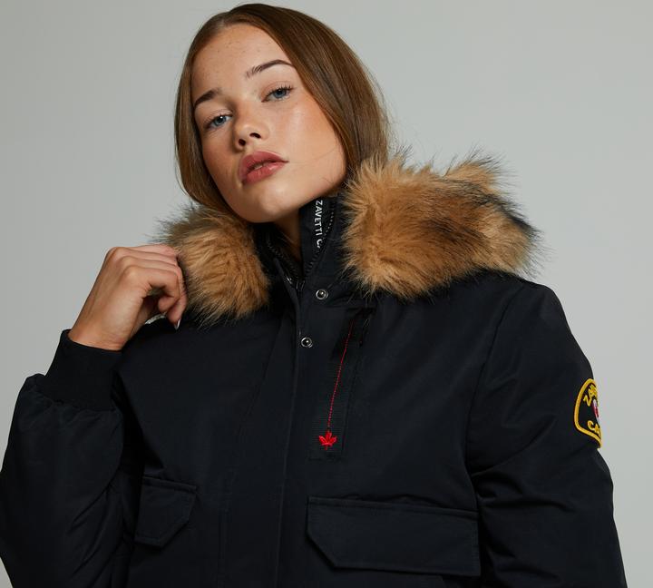 Zavetti Canada Girls Gabellia Hooded Bomber Jacket Jet Black