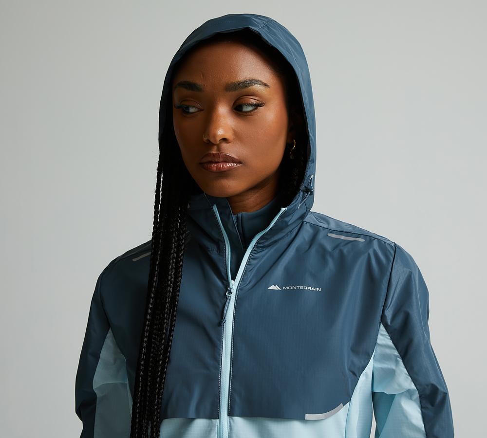 Monterrain Womens Chase Running Windbreaker | Dark Slate / Spun