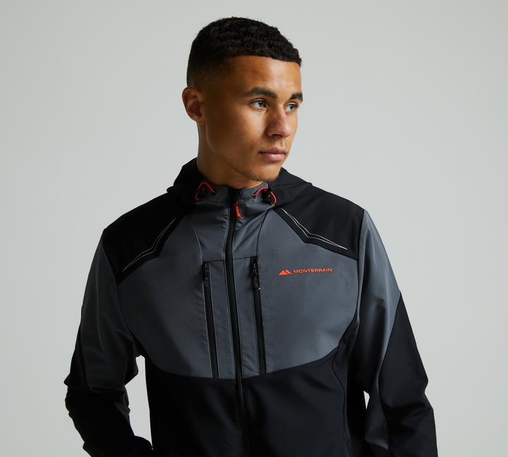 Monterrain Orbit Woven Running Hoodie | Jet Black / Iron Gate