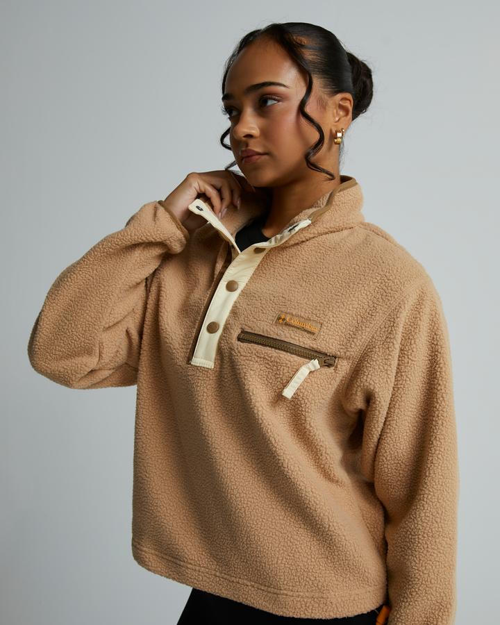 Columbia Womens Helvetia Ii Crop Sherpa Half Snap Fleece Brown, Women's size: XS, FootAsylum