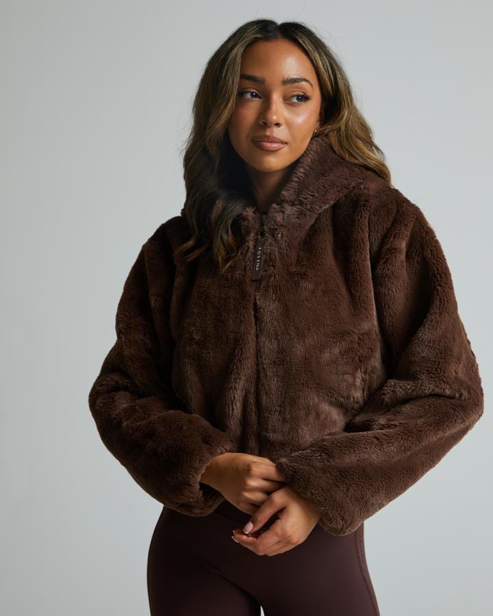 Forena Womens Mellina Faux Fur Coat | Mocha | Footasylum